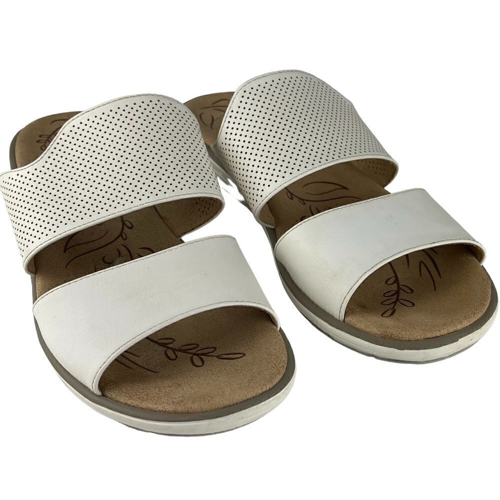 NATURALIZER N5 Comfort White Leather Women's Sandals Open-Toe Flexible Sole